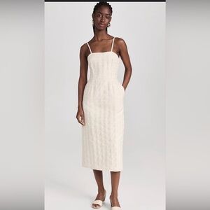 SELFI Ostrich Egg Pencil Dress in off-white. Size large new nwt